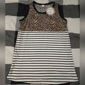 Sunshine & Rodeos Leopard and Striped Tank Top